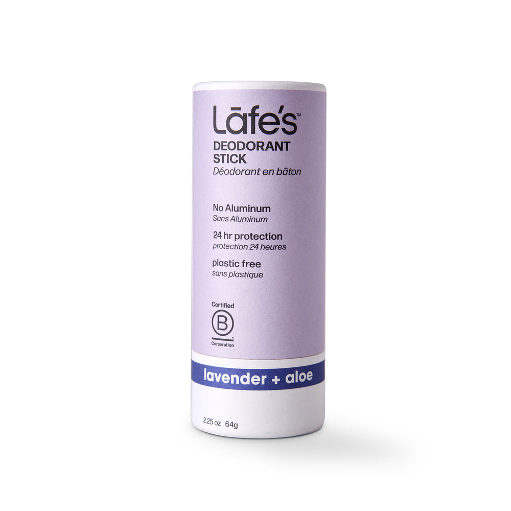FRONT of Lafe's Paper Barrel Deodorant Stick Lavender & Aloe
