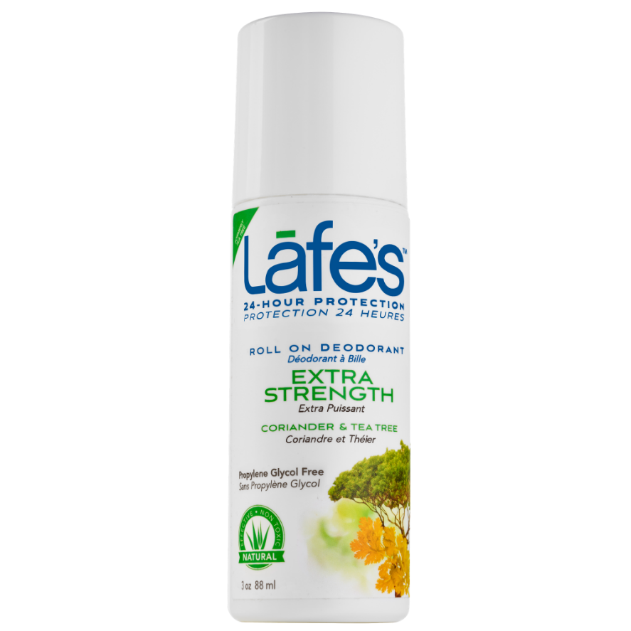 Lafe's Mineral Salt Aluminum Free Deodorant Roll On - Extra Strength (Coriander + Tea Tree)