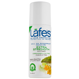 Lafe's Mineral Salt Aluminum Free Deodorant Roll On - Extra Strength (Coriander + Tea Tree)