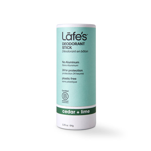 Aluminum Free Stick Deodorant in PAPER BARRELfor Men & Women (Cedar & Lime) 2.25 oz
