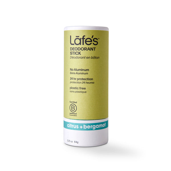 Aluminum Free Stick Deodorant in PAPER BARRELfor Men & Women (Citrus & Bergamot) 2.25 oz